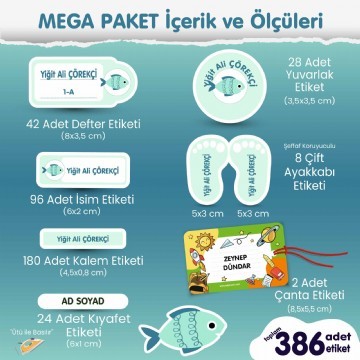 Balık Mega Paket Okul Etiketi
